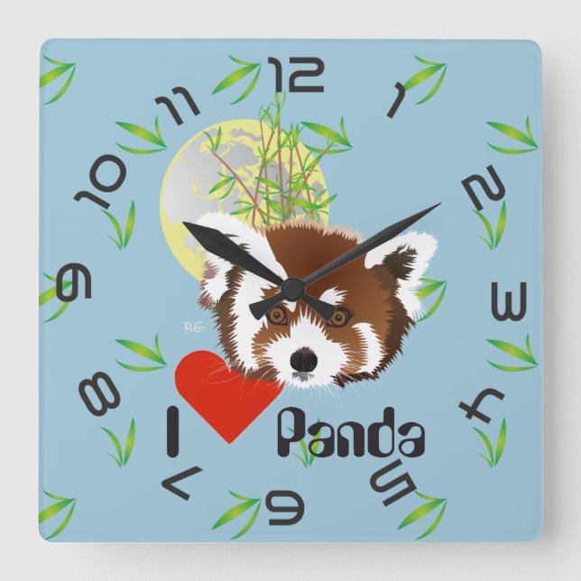 Panda Treffen Uhr Square Wall Clock (Front)
