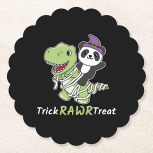 Panda Trick Rawr Treat T-rex Mummy Costume Paper Coaster