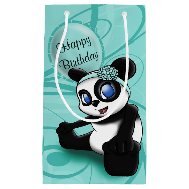 Panda Turquoise Small Gift Bag (Front)