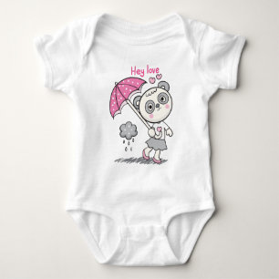 Panda umbrella baby bodysuit