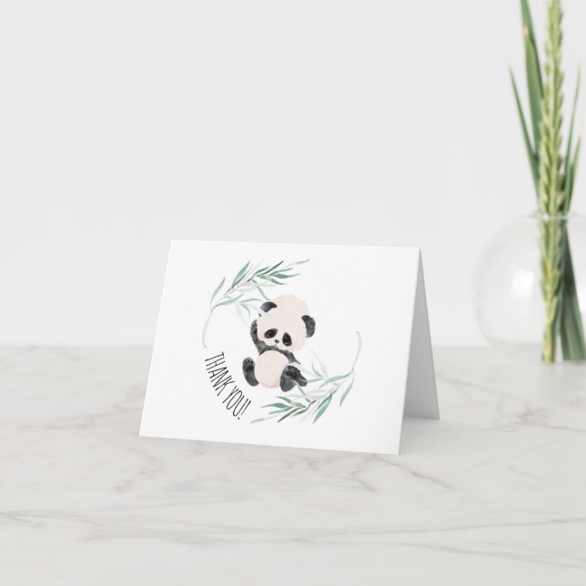 Panda Unisex Baby Shower Watercolor THANK YOU  Card (Front)