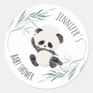 Panda Unisex Gender Neutral Baby Shower Watercolor Classic Round Sticker