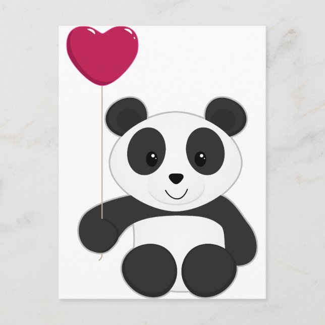 Panda Valentine Holiday Postcard (Front)