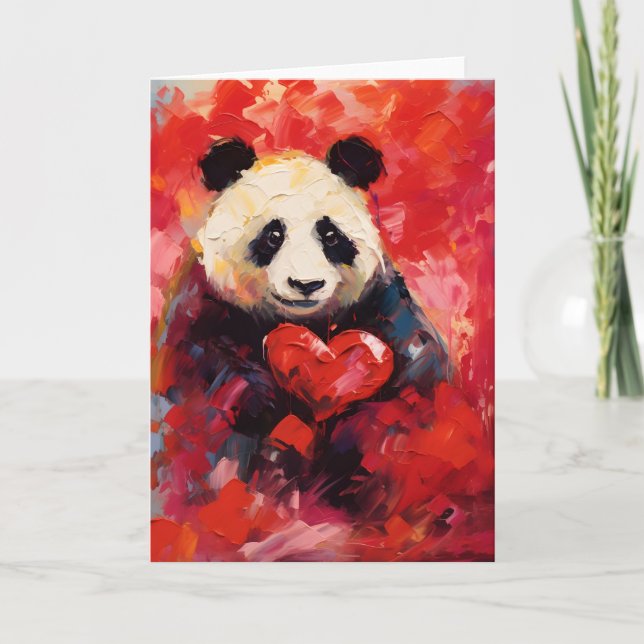 Panda Valentines day Holiday Card (Front)