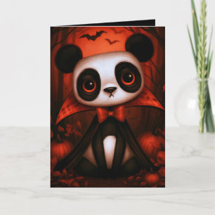 Panda Vampire Halloween Costume Illustration Card
