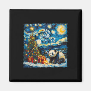 Panda Van Gogh Style Starry Night Christmas Winter Magnet