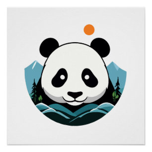 Panda Vector Art Animal Modern Urban City Graphic Poster