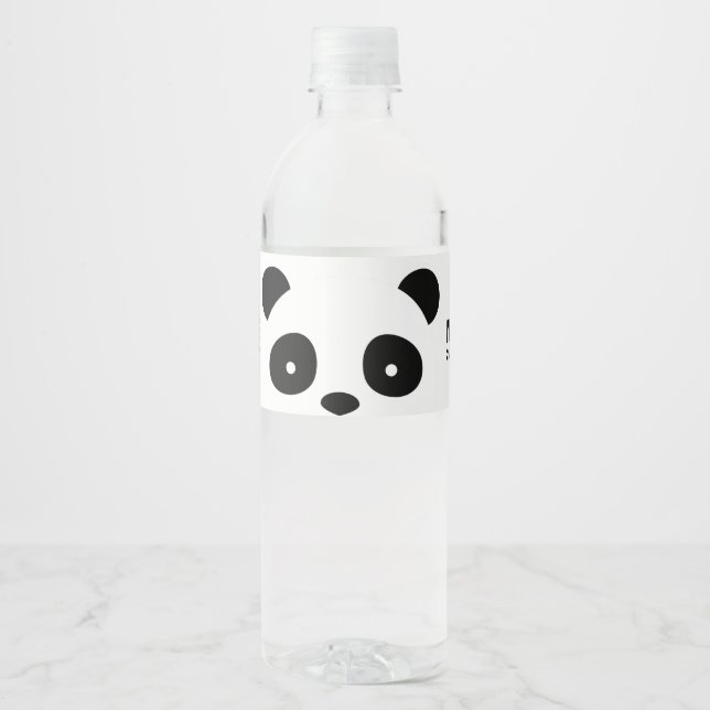 Panda Water Bottle Labels, Black and white label (Front)