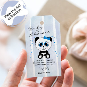 Panda Watercolor Theme Baby Shower (Boys Blue) Gi Gift Tags