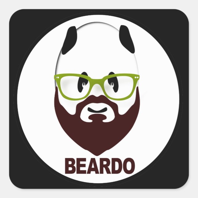 Panda wearing green glasses BEARDO Square Sticker (Front)
