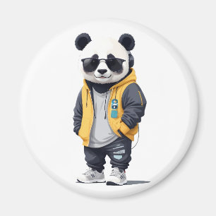 Panda Wearing Hoodie Funny Cool Animal Character Magnet