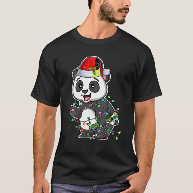 Panda Wearing Santa Hat Xmas Baby Panda Lover Chri T-Shirt (Front)