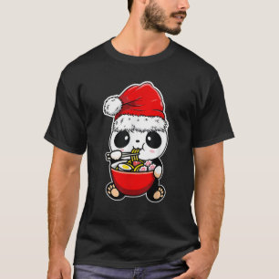 Panda Wearing Santa hat Xmas Panda Eating Ramen Ch T-Shirt