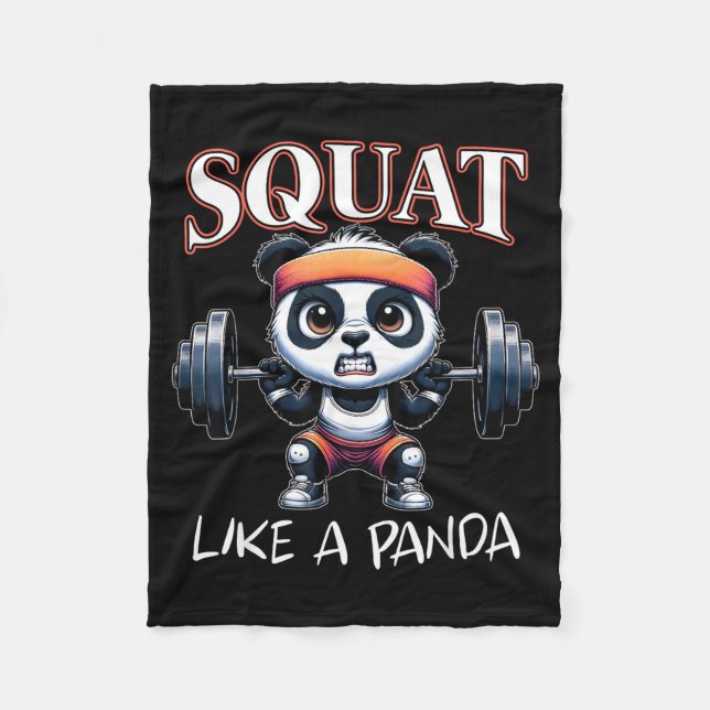 Panda Weightlifting Fitness Funny Gym Quote Squat  Fleece Blanket (Front)
