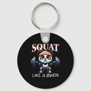 Panda Weightlifting Fitness Funny Gym Quote Squat Key Ring