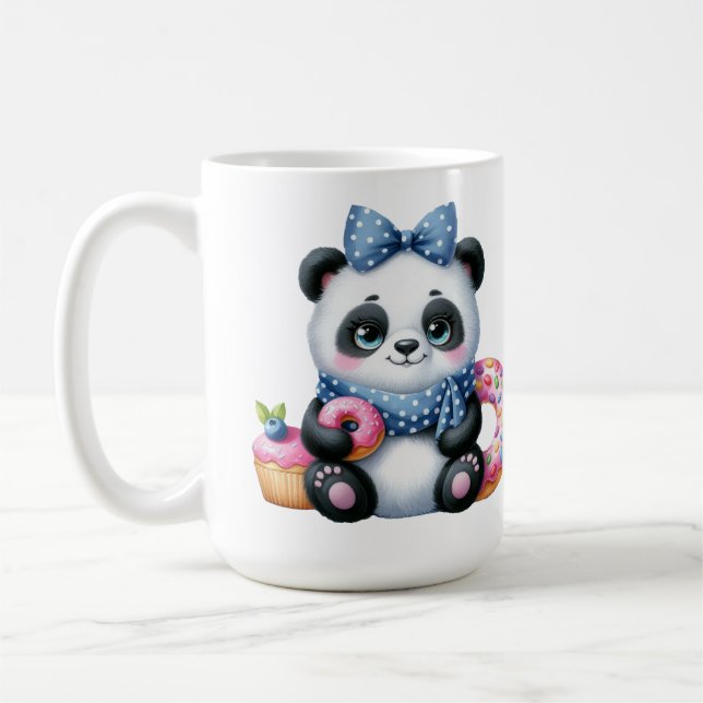 Panda Whit Ribbon Coffee Mug (Left)