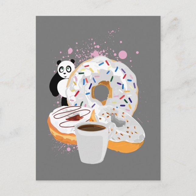 Panda & White Doughnuts  Postcard (Front)