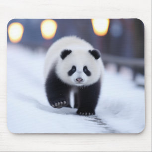 Panda Wildlife Animal On Street Outdoors Mouse Mat