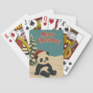 Panda Winter Field Animal Christmas Playing Cards