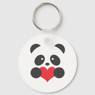 Panda with a heart key ring