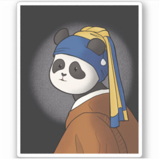Panda with a Pearl Earring Vermeer Funny