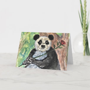 Panda with a Rose Greeting Card