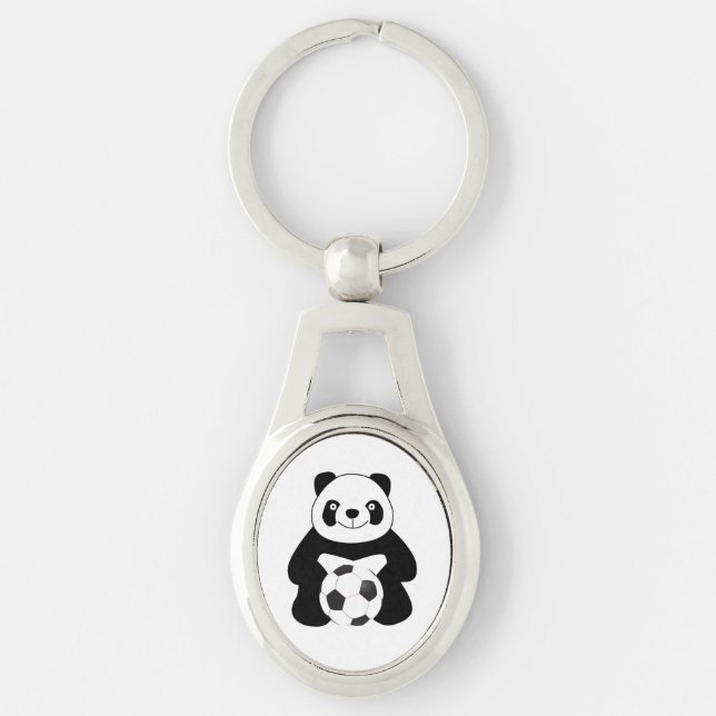 Panda with a soccer ball key ring (Front)