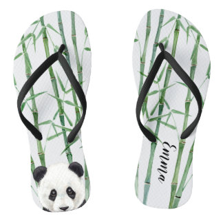 Panda with Bamboo - Add Your Name - Personalised Flip Flops