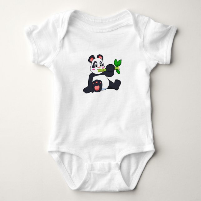 Panda with Bamboo Baby Bodysuit (Front)