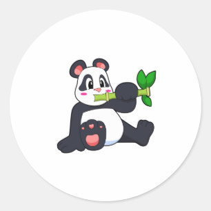 Panda with Bamboo Classic Round Sticker