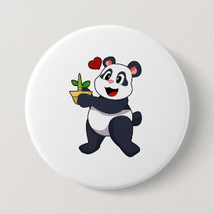 Panda with Bamboo Flower 7.5 Cm Round Badge
