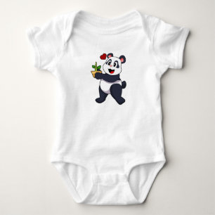 Panda with Bamboo Flower Baby Bodysuit