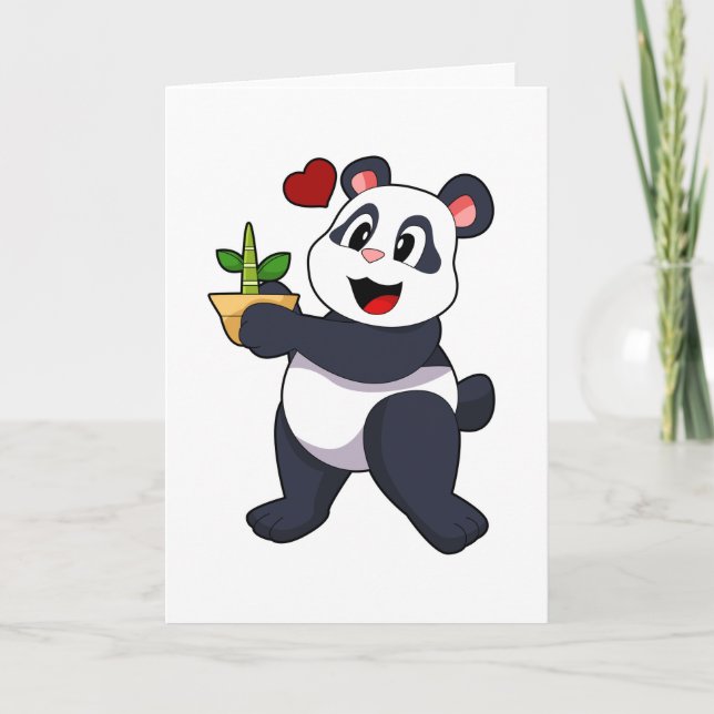 Panda with Bamboo Flower Card (Front)
