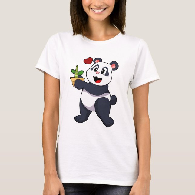 Panda with Bamboo Flower T-Shirt (Front)