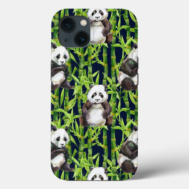 Panda With Bamboo Watercolor Pattern Case-Mate iPhone Case (Back)