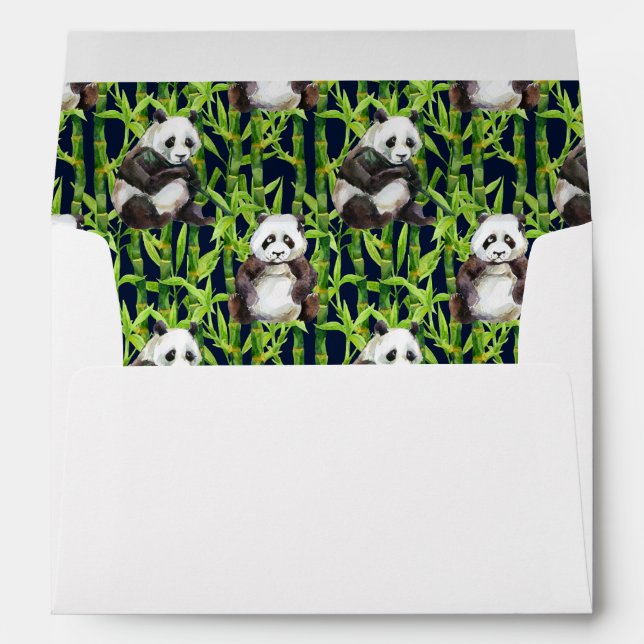 Panda With Bamboo Watercolor Pattern Envelope (Back (Bottom))