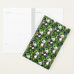 Panda With Bamboo Watercolor Pattern Planner