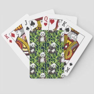 Panda With Bamboo Watercolor Pattern Playing Cards
