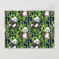 Panda With Bamboo Watercolor Pattern