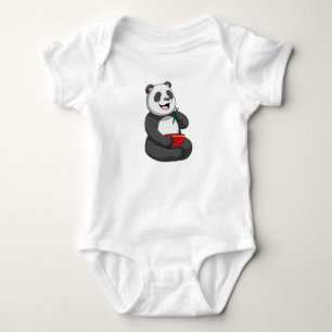 Panda with Bowl Ramen Baby Bodysuit