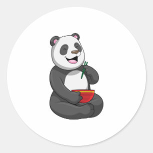 Panda with Bowl Ramen Classic Round Sticker