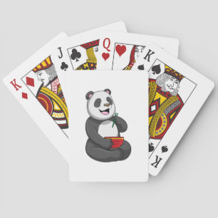 Panda with Bowl Ramen Playing Cards