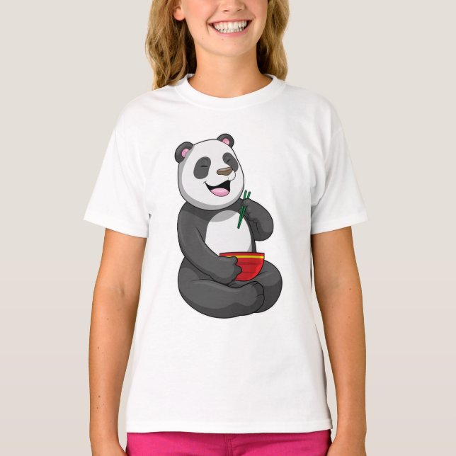 Panda with Bowl Ramen T-Shirt (Front)