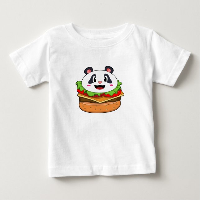 Panda with Burger Baby T-Shirt (Front)