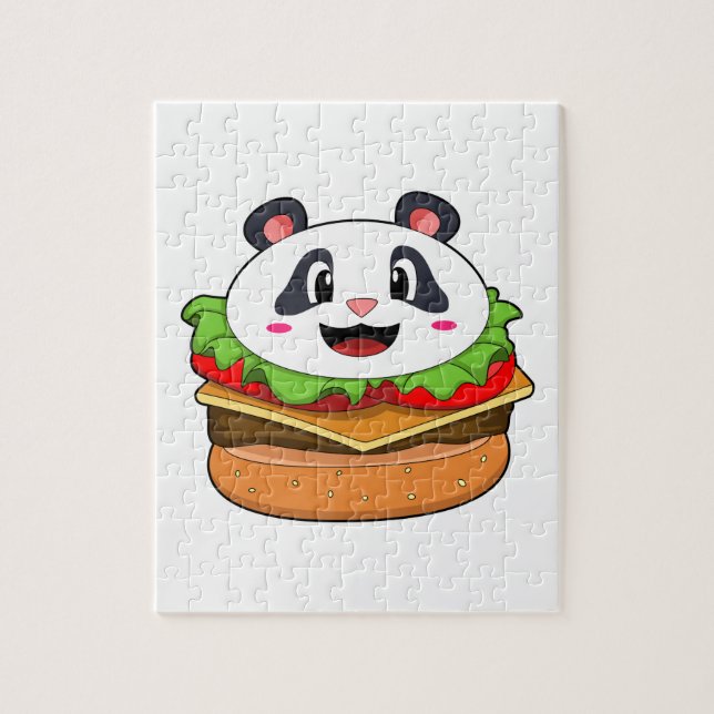 Panda with Burger Jigsaw Puzzle (Vertical)