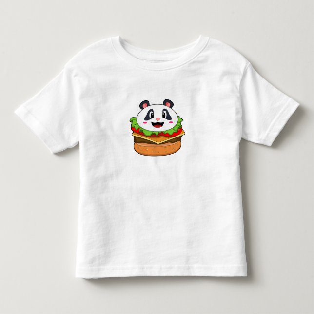 Panda with Burger Toddler T-Shirt (Front)