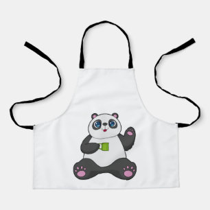 Panda with Coffee mug Apron