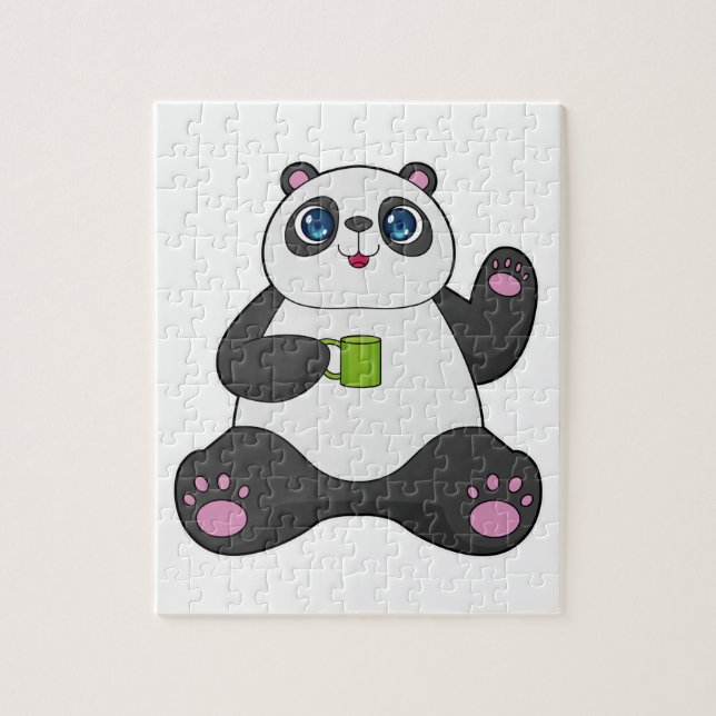 Panda with Coffee mug Jigsaw Puzzle (Vertical)