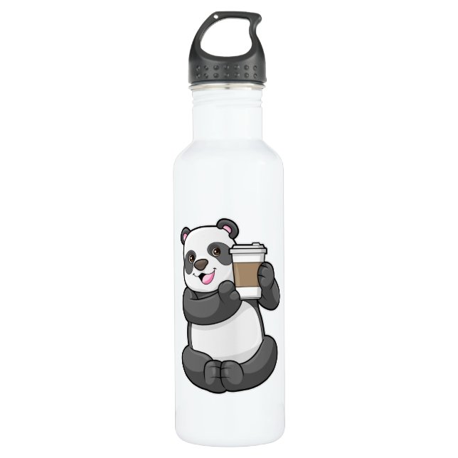 Panda with Coffee to go 710 Ml Water Bottle (Front)