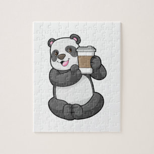 Panda with Coffee to go Jigsaw Puzzle